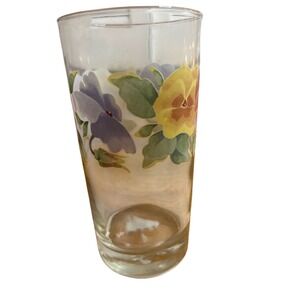 Corelle Coordinates Summer Blush Floral Tumbler Glass Colorful Pansies Flowers